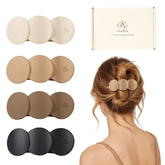 Amlaidu Medium Flat Hair Clips for Women, Flat Claw Clips for Thick & Thin Hair, Non Slip Strong Hair Accessories, 4PCS Neutral Color Set