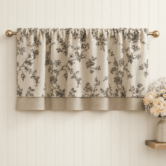 Amlie Fllinen Valance Curtain Farmhouse Kitchen For Living Room Laundry Light Filtering Double Layertagecore Window Rod Pocket 1 Panel 16 Inch Charcoal On