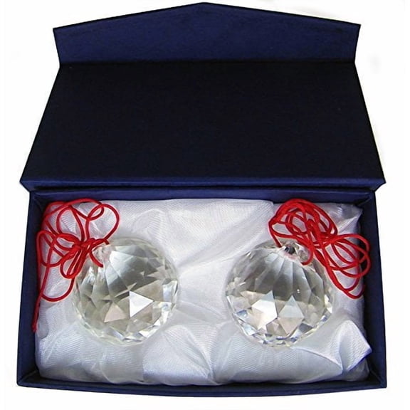 Amlong Crystal 40mm Clear Suncatcher Crystal Ball Prisms Feng Shui with Gift Box, Set of 2