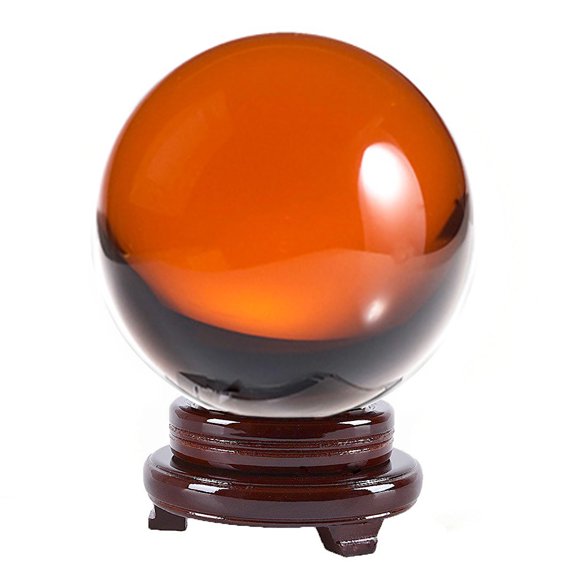 Amlong Crystal 5" (130mm) Crystal Ball with Wood Stand