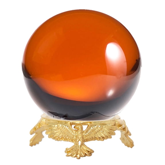 Amlong Crystal Amber 2 in. (50mm) Crystal Ball with Gold Eagle Stand