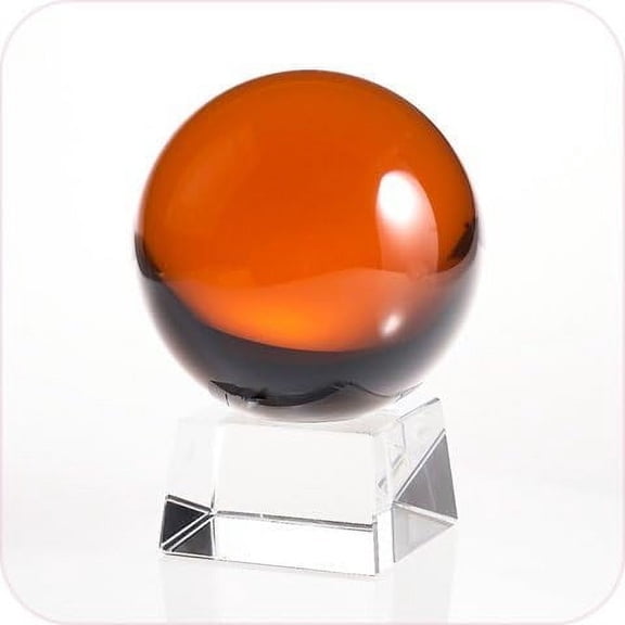 Amlong Crystal Amber Crystal Ball 130mm (5 in.) Including Angled Crystal Stand and Gift Package