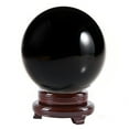 thumbnail image 1 of Amlong Crystal Black Meditation Divination Sphere Crystal Ball with Wood Stand, 3 Inch (80mm) Diameter, 1 of 2