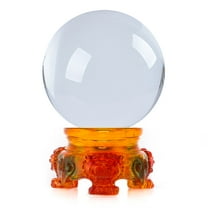 Amlong Crystal Clear 3 in. (80mm) Decorative Crystal Ball with Rainbow Lion Stand