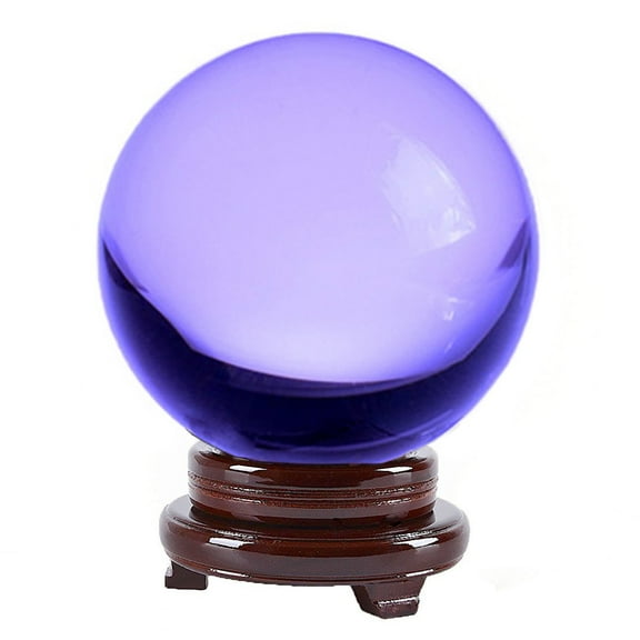Amlong Crystal Meditation Divnation Sphere Feng Shui Crystal Ball, Lensball, Decorative Ball with Wooden Stand and Gift Box, Purple, 2 inch (50mm) Diameter
