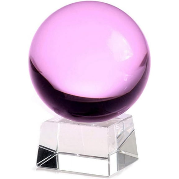 Amlong Crystal Pink Crystal Ball 130mm (5 in.) Including Angled Crystal Stand and Gift Package