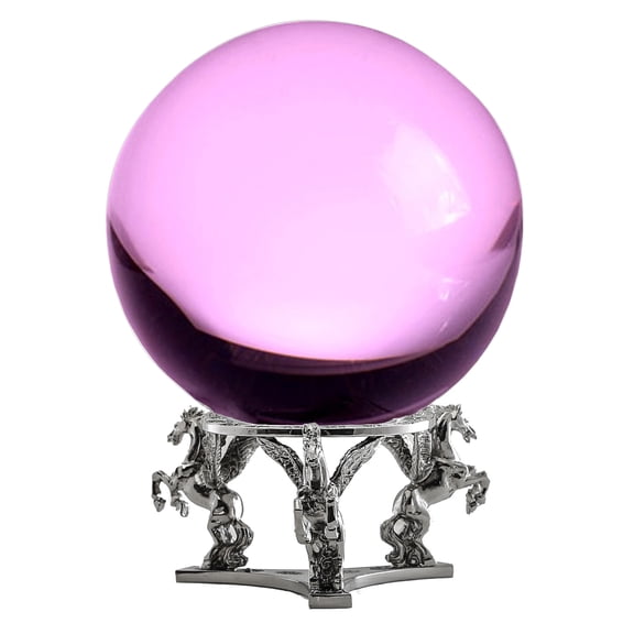 Amlong Crystal Pink Crystal Ball 130mm (5 in.) Including Silver Pegasus Stand