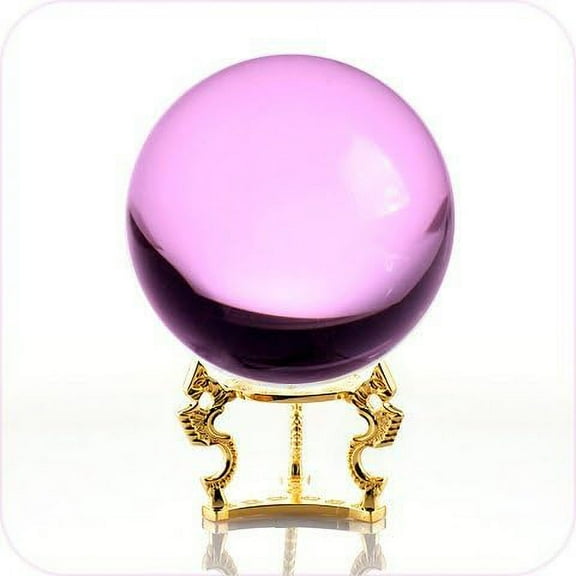 Amlong Crystal Pink Crystal Ball 150mm (6 inch) Including Golden Dragon Stand and Gift Package