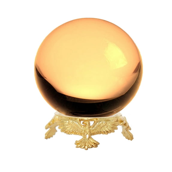 Amlong Crystal Yellow 2 in. (50mm) Crystal Ball with Gold Eagle Stand