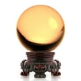 thumbnail image 1 of Amlong Crystal Yellow 3 in. (80mm) Crystal Ball with Redwood Lion Stand, 1 of 2