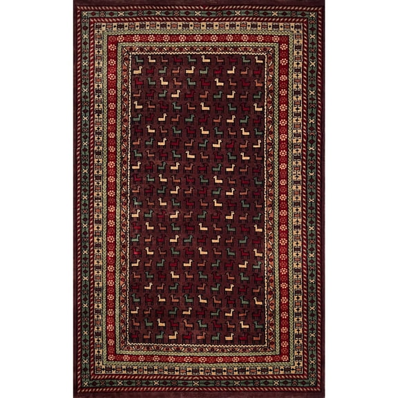 Amma Carpets Handmade Traditional Wool Area Rug, 4x6 Feet, Bakri Pattern (Dark Brown)