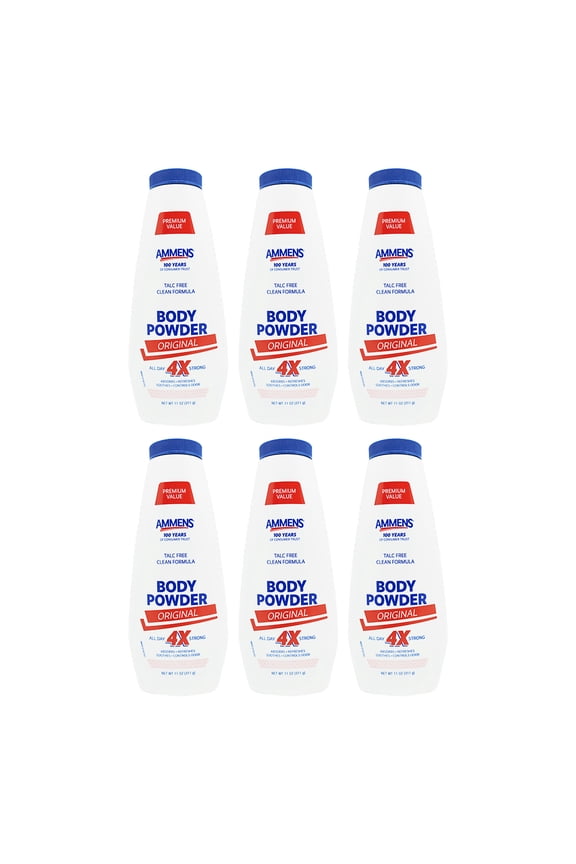 Talc-Free Premium Body Powder. Original, Fresh Sensation, Moisture Absorption, Extreme Comfort. 11 oz. Pack of 6