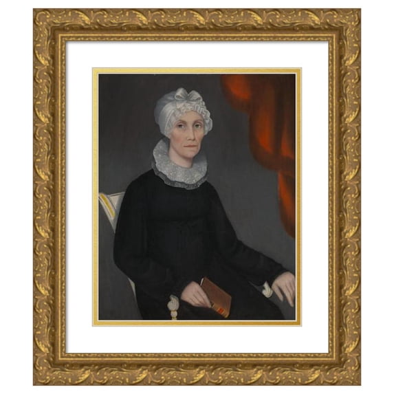Ammi Phillips 20x23 Gold Ornate Framed and Double Matted Museum Art Print Titled - Portrait of Mrs. Robinson (ca. 1819)