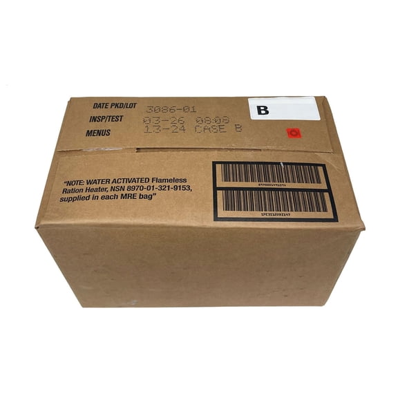Ammo Can Man MRE (Meals-Ready-To-Eat) Case - Genuine Military Surplus MRE Case | 2026 Inspection Date (B Case Only - Menus 13-24)