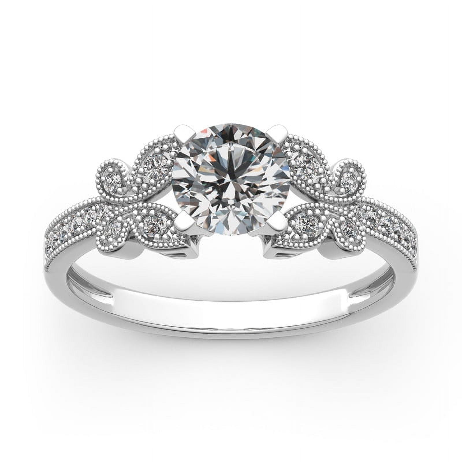 Ammo Jewel 1.76 Ct Round Cut Diamond Silver Ring Butterfly Engagement
