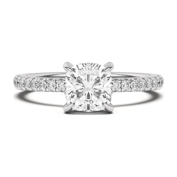 Ammo Jewel 1.9 Ct Cushion Cut Diamond Halo Engagement Ring - Lab-Created Simulated Diamond - 14K White Gold Plated Ideal Gift for Women - Elegant Bridal Jewelry - Unique Engagement Ring