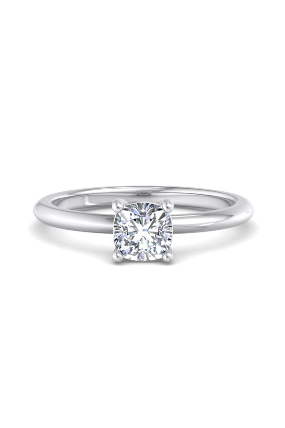 1.9 Ct Cushion Cut Lab Created Simulated Diamond Ring - 14K White Gold Plated Solitaire Engagement Ring - Women's Anniversary Promise Ring with Prong Setting - Ideal Gift for Women's