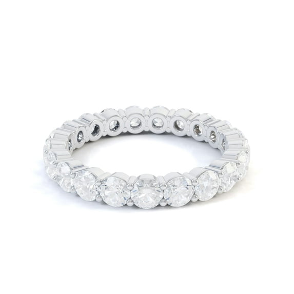 Ammo Jewel 1.9 Ct Round Cut Diamond Eternity Ring - Bezel Set 14K White Gold Plated Wedding Band for Women - Lab-Created Diamond Engagement Ring - Ideal Gift for Anniversaries and Birthdays