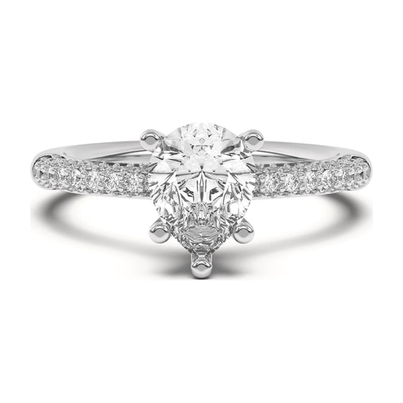 Ammo Jewel 2.1 Ct Pear Cut Lab-Created Simulated Diamond Engagement Ring - 14K White Gold Plated Rings for Her - Perfect for Wedding, Anniversary and Gifts for Her - Classic Design for Women's