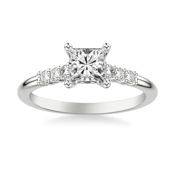 Ammo Jewel 2.1 Ct Princess Diamond Engagement Ring - Lab-Created Simulated Diamond - 14K White Gold Plated Ring - Perfect Wedding Ring for Her - Ideal Gift for Anniversary and Special Occasions