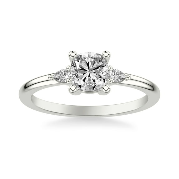 Ammo Jewel 2.2 Ct Cushion Cut Diamond 6 Prong Solitaire Engagement Ring - Elegant 14K White Gold Plated Ring - Lab-Created Simulated Diamond Rings - Ideal for Wedding, Proposal and Special Gifts