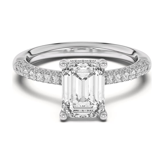 Ammo Jewel 2.2 Ct Emerald Cut Lab-Created Simulated Diamond Engagement Ring - 14K White Gold Plated - Prong Setting - Perfect for Wedding, Anniversary and Gifts for Her - Elegant Solitaire Design