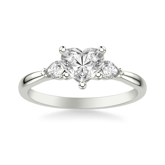 Ammo Jewel 2.2 Ct Heart Cut Diamond Engagement Hidden Halo Ring - 14K White Gold Plated Three Stone Setting Rings - Lab-Created Diamond Rings - Perfect for Wedding, Anniversary and Gifts for Her