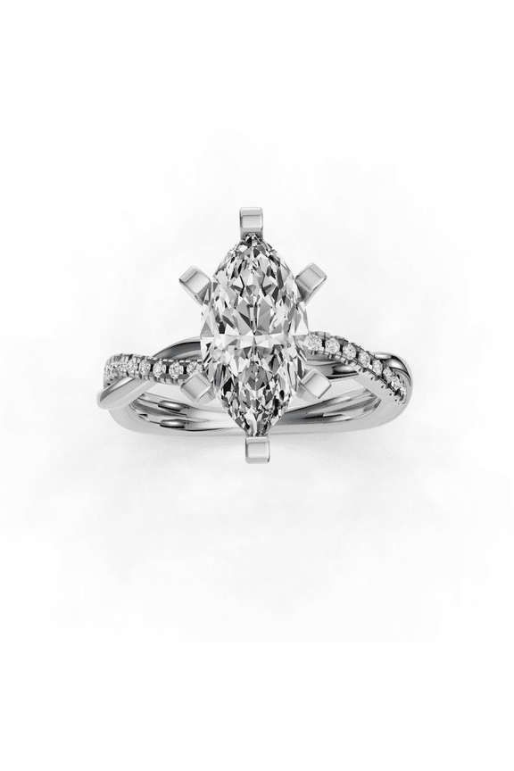 2.2 Ct Marquise Cut Diamond Ring - Timeless Bridal Jewellery for Women - 14K White Gold Plated Ring - Lab Created Diamond - Memorable Gift for Her on Cherished Days and Special Moments