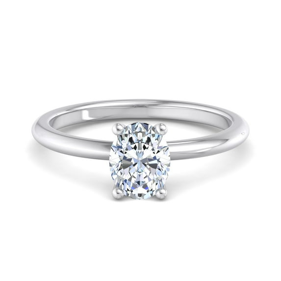 Ammo Jewel 2.2 Ct Oval Cut Diamond Solitaire Engagement Ring - 14K White Gold Plated Lab-Created Simulated Diamond - Timeless Prong Setting - A Beautiful Choice for Proposals and Special Gifts