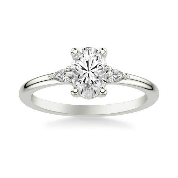 Ammo Jewel 2.2 Ct Oval Cut Lab-Created Simulated Diamond Engagement Rings - 14K White Gold Plated Rings - Women's Beautiful Diamond Rings - Perfect Gift for Anniversaries and Proposals