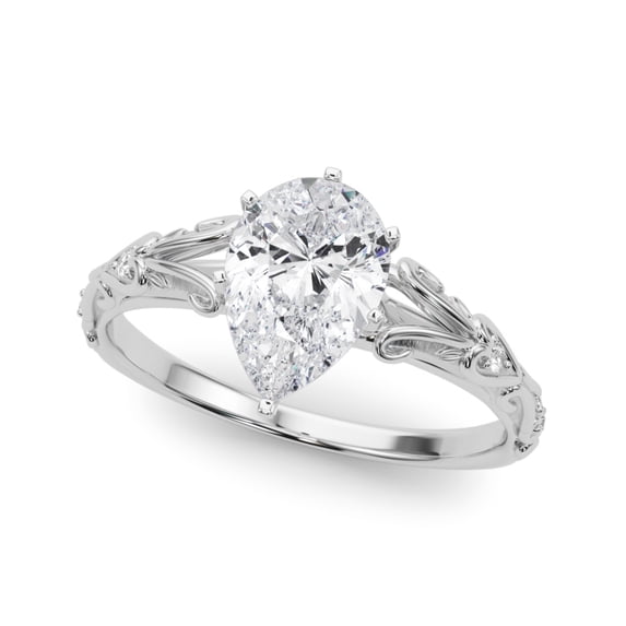 Ammo Jewel 2.2 Ct Pear Cut Diamond Engagement Rings - 14K White Gold Plated Wedding Rings - Vintage Inspired Wedding Rings for Women's - Anniversary Gifts for Her - Birthday Diamond Rings