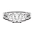 thumbnail image 1 of Ammo Jewel 2.3 Ct Cushion Cut Diamond Engagement Hidden Halo Ring - 14K White Gold Plated Three-Stone Split Pave Band - Lab-Created Simulated Diamond - Perfect for Proposals and Anniversary, 1 of 3