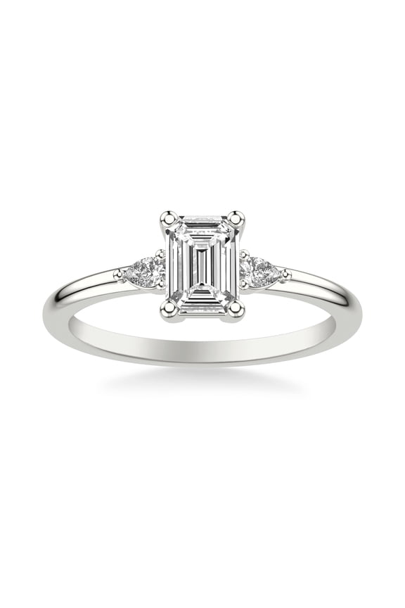 2.3 Ct Emerald Cut Diamond Engagement Ring - 14K White Gold Plated - Exquisite 6 Prong Solitaire Design - Lab-Created Simulated Diamond - Perfect for Proposals and Special Occasions