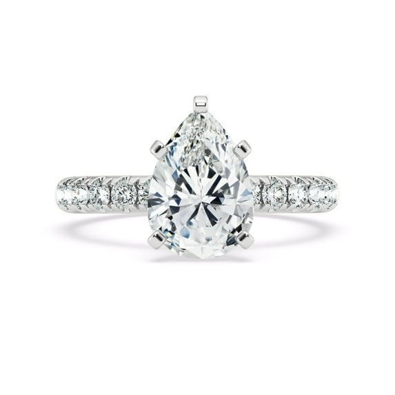 Ammo Jewel 2.3 Ct Pear Cut Diamond Engagement Ring - Hidden Halo Wedding Ring for Her - 14K White Gold Plated Lab Created Diamond Ring - A Meaningful Choice for Celebrating Love and Commitment