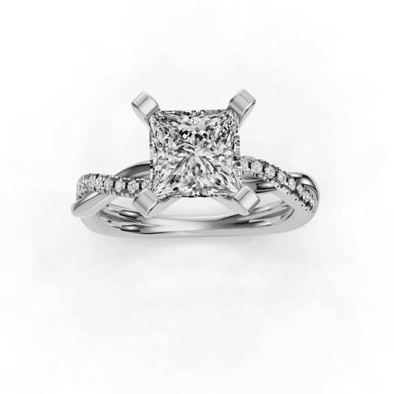 Ammo Jewel 2.3 Ct Princess Cut Diamond Engagement Ring - Wedding Rings for Women - 14K White Gold Plated Ring - Lab Created Diamond Ring - Perfect Gift for Her on Birthday and Special Occasions