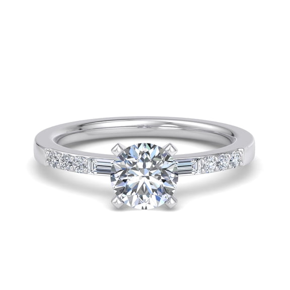 Ammo Jewel 2.3 Ct Round Cut Diamond Engagement Rings - 14K White Gold Plated Rings - Lab Created Simulated Diamond Rins - Ideal for Wedding and Special Occasions - Celebrate Your Love Story
