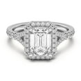 thumbnail image 1 of Ammo Jewel Emerald Cut Diamond Halo Engagement Ring - 2.1 Ct Lab-Created Simulated Diamond Rings - 14K White Gold Plated Ring - Perfect for Proposal - Gift for Her - Women's Engagement Jewelry, 1 of 3