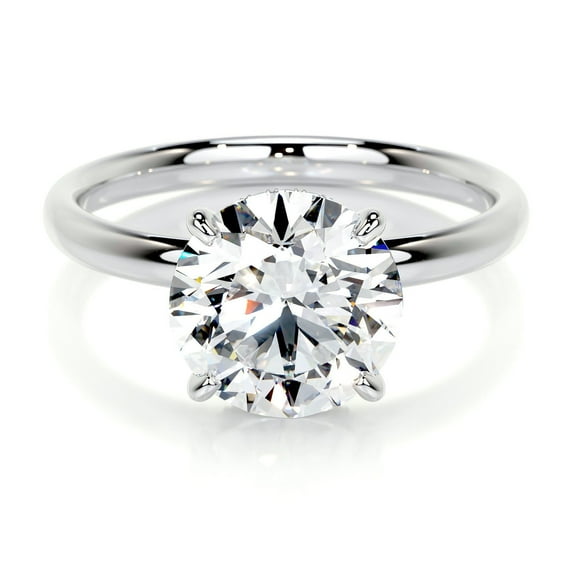 Ammo Jewel Gorgeous 2 Ct Round Cut Hidden Halo Diamond Ring for Women's - Featuring Elegant Lab-Created Simulated Diamonds in 14K White Gold Plated - Ideal for Women’s Engagements and Celebrations