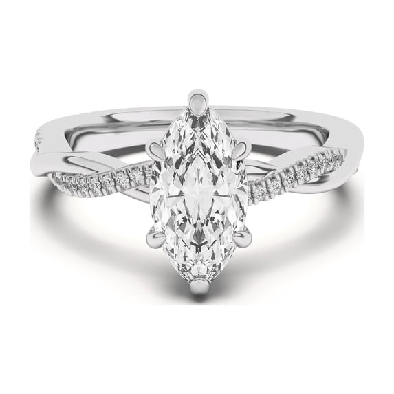 Ammo Jewel Marquise Cut Diamond Engagement Ring - 2.3 Ct Lab-Created Simulated Diamond with Hidden Halo & Split Shank Setting - 14K White Gold Plated Ring for Wedding or Special Occasion Gift