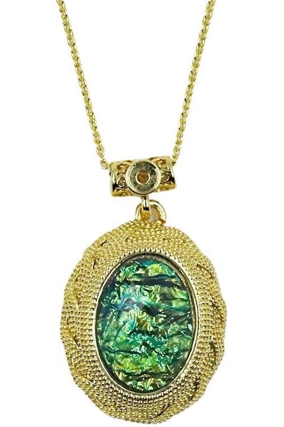 Ammolite 925 Stering Silver Neckalce,Green Ammolite Birthstone Merit Necklace
