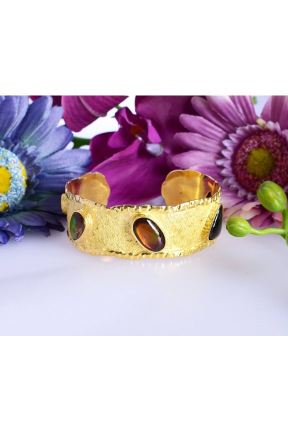 Ammolite Bracelet-Golden Cuff