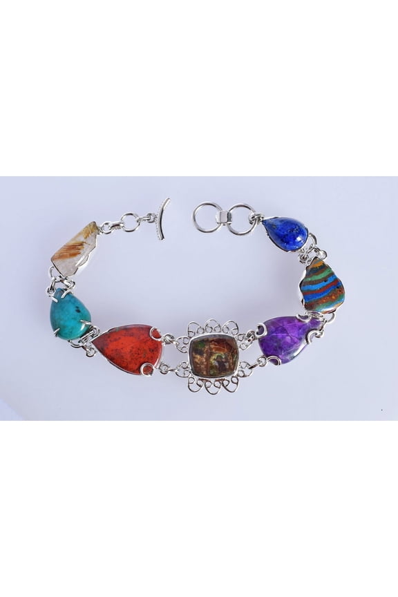 Ammolite Bracelet-Multistone 925 Sterling Silver jewelry