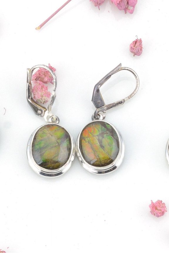 Ammolite Earrings-oval basic