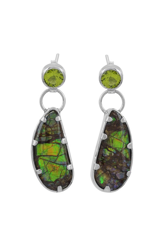 Ammolite Earrings-pear danglers