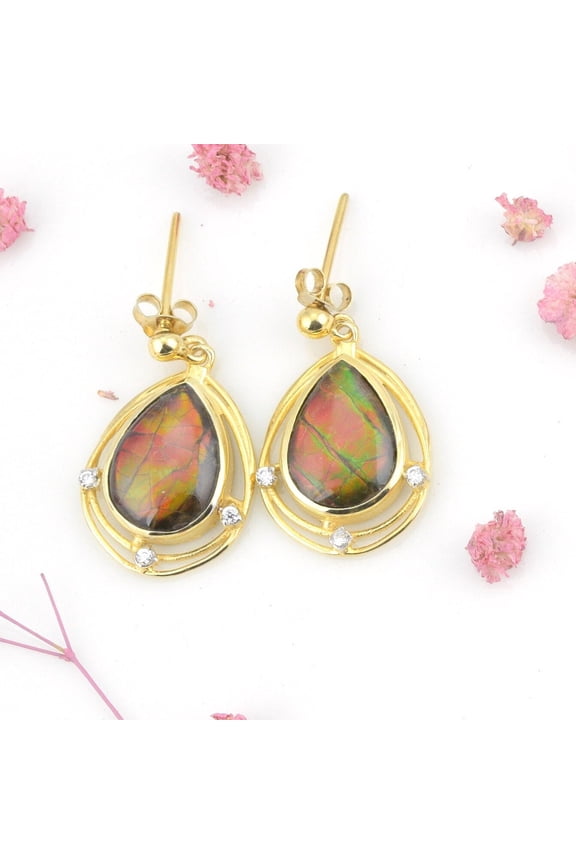 Ammolite Earrings-pear