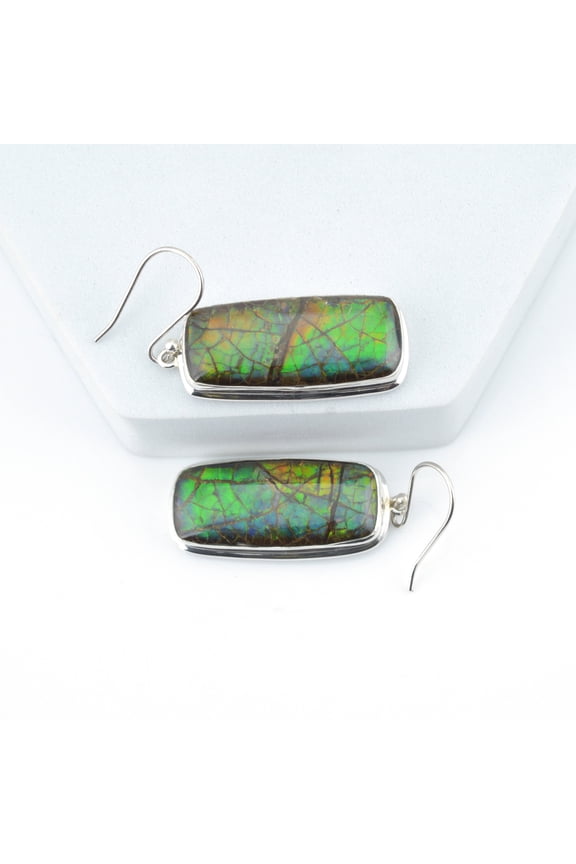 Ammolite Earrings-rectangle basic