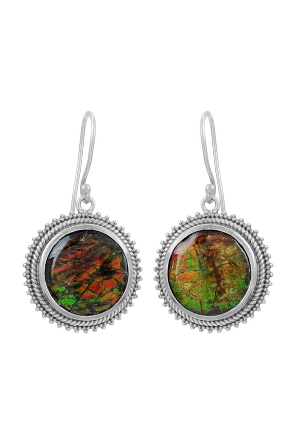 Ammolite Earrings-round vintage