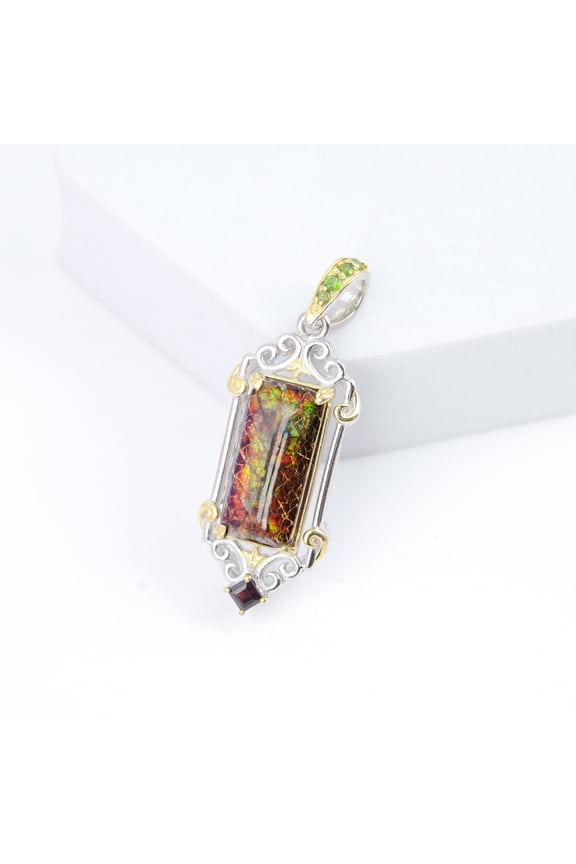 Ammolite Pendant-Rectangle Vintage