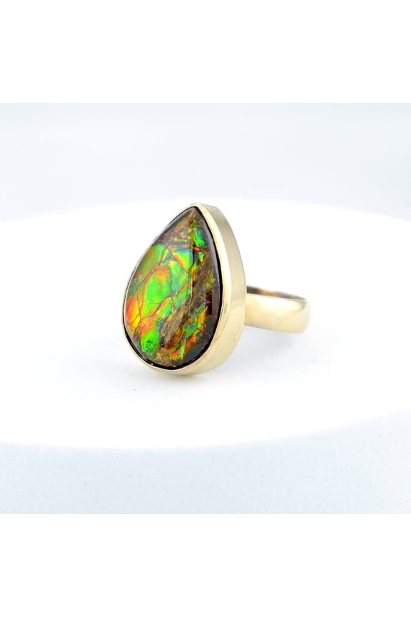 Ammolite Ring-Pear