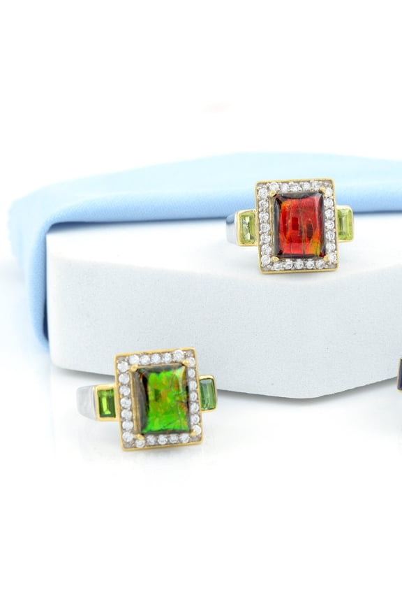Ammolite Ring-Square Vintage